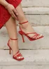 Linzi Scarlett Red Faux Leather Strappy Heel Sandal - Size 6 Image 1