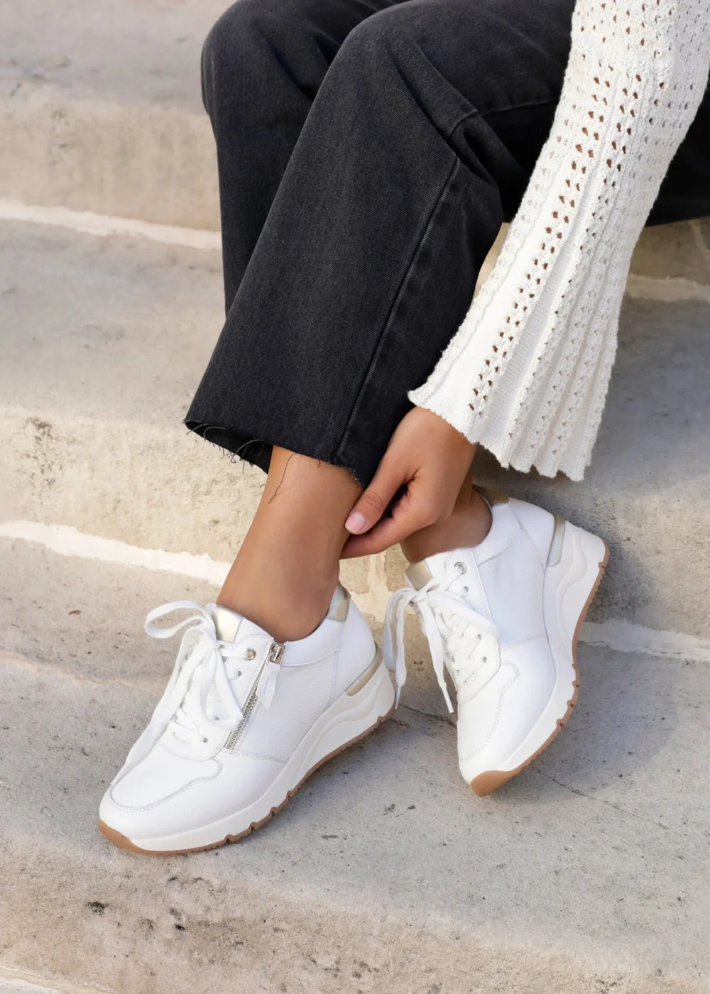 Linzi Kyla White Wedge Trainer - Size 4 Image 1