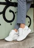 Linzi Everett White & Silver Wedged Trainer - Size 7 Image 1