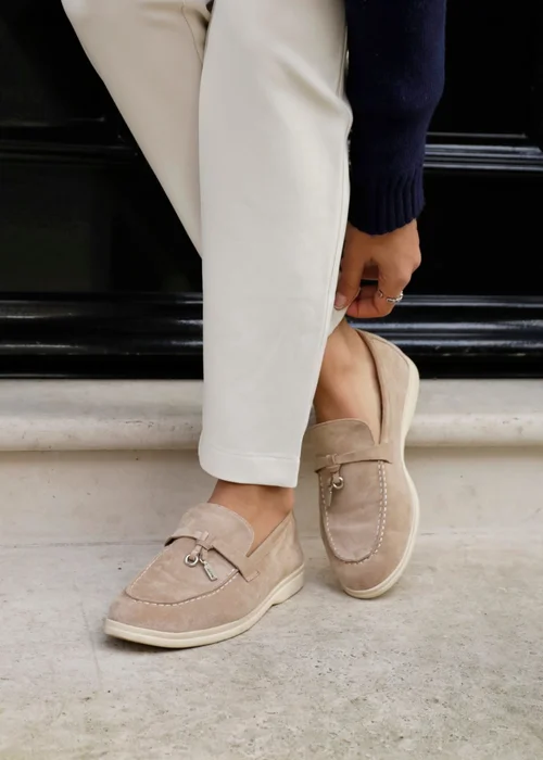 Linzi Alette Mocha Faux Suede Slip On Summer Loafer - 2B1 Image 1