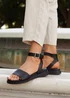 Linzi Kara Black Faux Leather Footbed Flatform Sandals - Size 6 Image 1