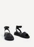 Linzi Kara Black Faux Leather Footbed Flatform Sandals - Size 6 Image 3