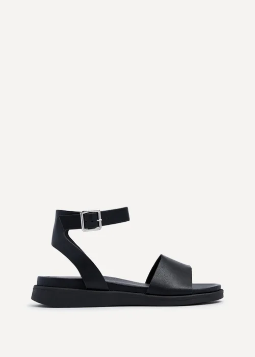 Linzi Kara Black Faux Leather Footbed Flatform Sandals - Size 6 Image 2