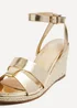 Linzi Bahia Gold Faux Leather Espadrille Inspired Wedge - Size 5 Image 5