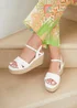 Linzi Desert Wide Fit White Faux Leather Wedges - Size 4 Image 1