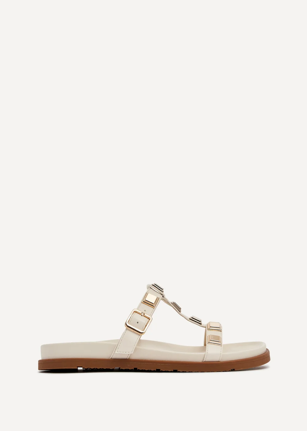 Linzi Alert Ivory Faux Leather Flat Slip-On Sandal - Size 5 Image 2