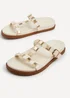 Linzi Alert Ivory Faux Leather Flat Slip-On Sandal - Size 5 Image 4