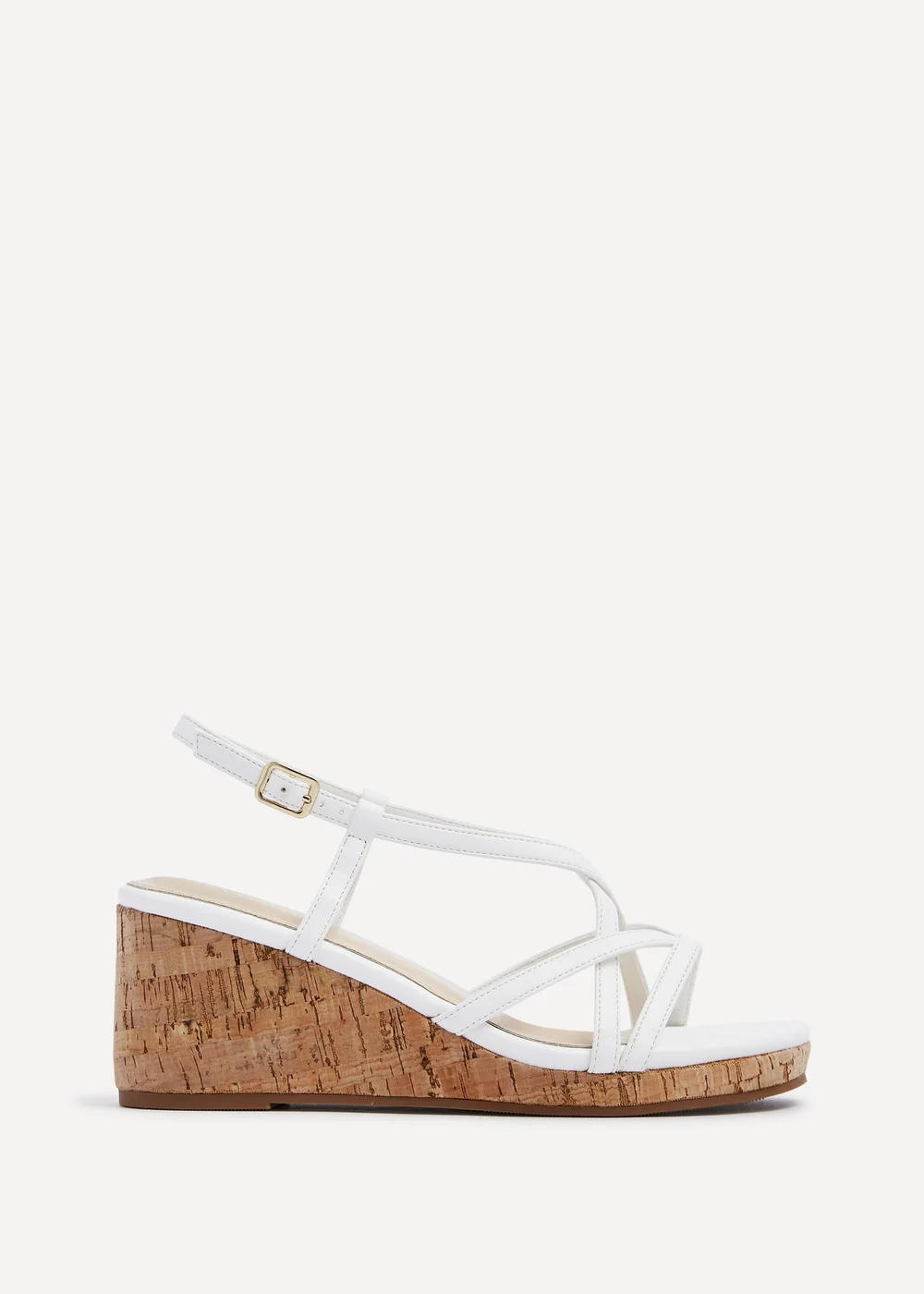 Linzi Safiya White Faux Leather Strappy Wedge Sandal - Size 6 Image 2
