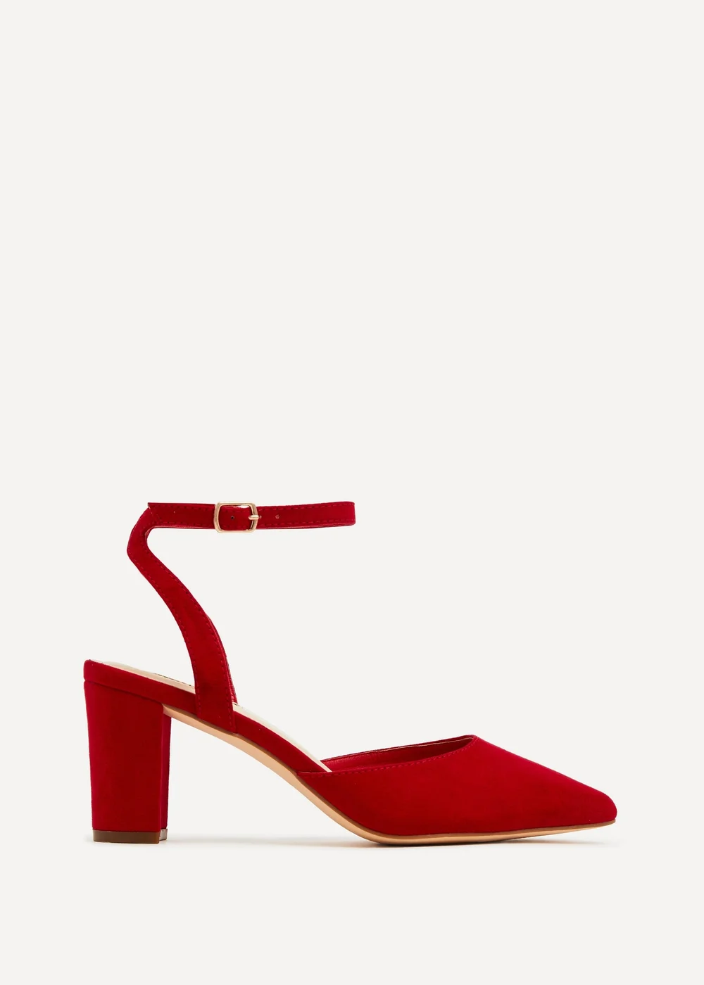 Linzi Carrie Red Faux Suede Mid Height Court Shoe - Size 3 Image 2