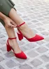 Linzi Carrie Red Faux Suede Mid Height Court Shoe - Size 3 Image 6