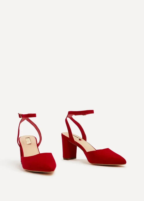 Linzi Carrie Red Faux Suede Mid Height Court Shoe - Size 3 Image 3