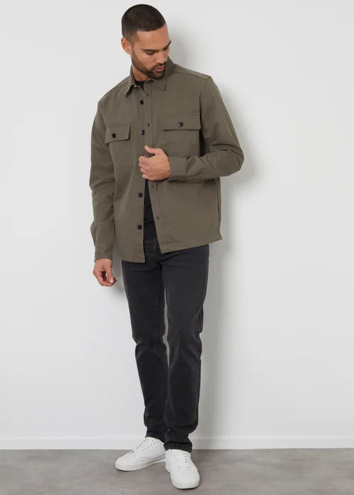 Threadbare Olive Church Cotton Twill Button Up Shacket - 2XL Image 4