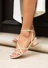 Linzi Calista Nude Faux Leather Strappy Low Block Sandal - Size 4 Image 1