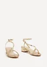 Linzi Calista Gold Faux Leather Strappy Low Block Sandal - Size 6 Image 4