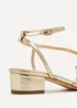Linzi Calista Gold Faux Leather Strappy Low Block Sandal - Size 6 Image 5
