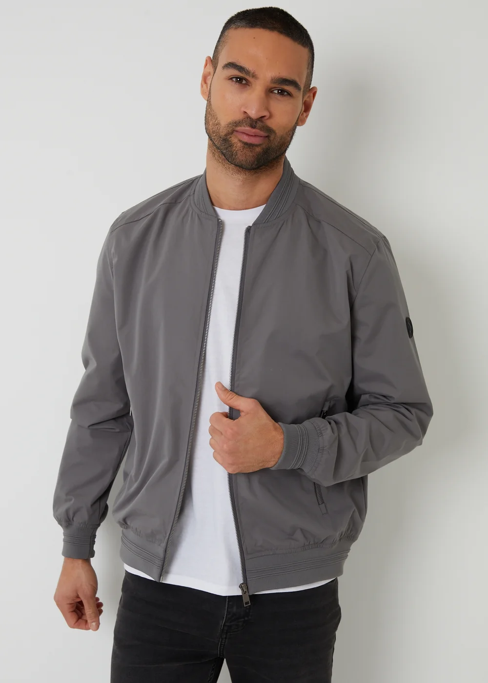 Threadbare Dark Grey Showerproof Classic Bomber Jacket - S Image 1