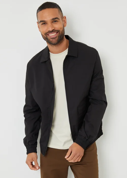 Threadbare Black Sonton Patch Pocket Collared Zip-Through Jacket - L Image 1