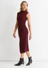 Gini London Burgundy Plain Ruched Jersey Midi Dress - 14 Image 4