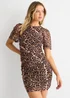 Gini London Brown Animal Mesh Stretch Mini Dress - 12 Image 3