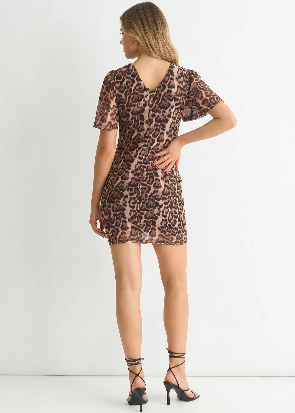 Gini London Brown Animal Mesh Stretch Mini Dress - 12 Image 2