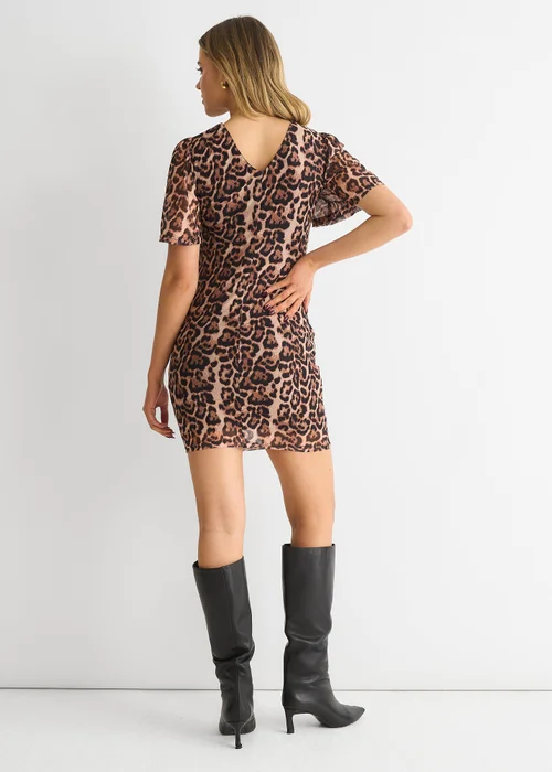 Gini London Brown Animal Mesh Stretch Mini Dress - 12 Image 2
