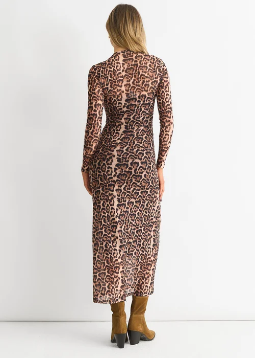 Gini London Brown Mesh Animal Print Jersey Maxi Dress - 12 Image 2