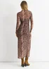 Gini London Brown Mesh Animal Print Jersey Maxi Dress - 12 Image 2