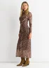 Gini London Brown Mesh Animal Print Jersey Maxi Dress - 12 Image 4