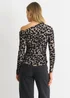 Gini London Light Grey Animal Print Jersey Slash Neck Top - 14 Image 2