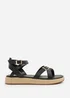 Where's That From Black PU Alora Cross-Over Buckle Strap Sandals - Size 3 Image 2