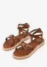 Where's That From Tan PU Alora Cross-Over Buckle Strap Sandals - Size 7 Image 3