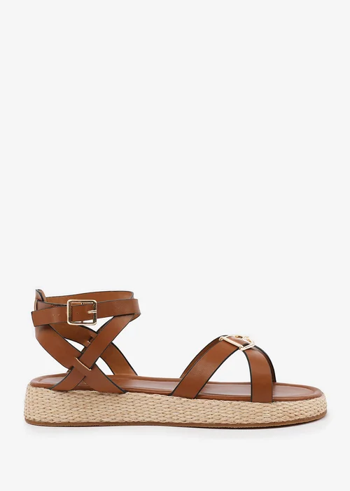 Where's That From Tan PU Alora Cross-Over Buckle Strap Sandals - 6 Image 1