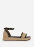 Where's That From Black-PU Aviva Wide-Fit Studded Gladiator Espadrille Flatform - Size 8 Image 2