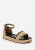 Where's That From Black-PU Aviva Wide-Fit Studded Gladiator Espadrille Flatform - Size 8 Image 3