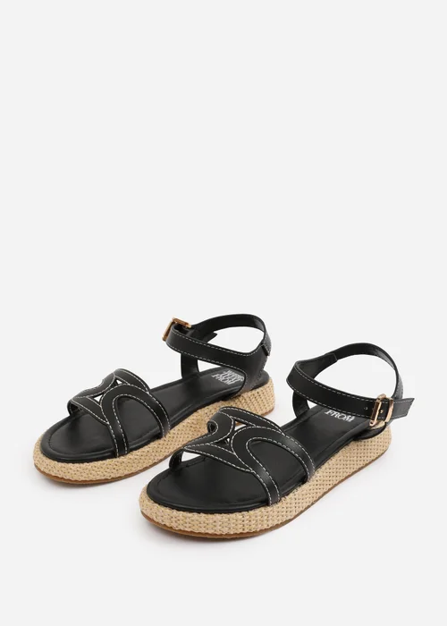 Where's That From Black PU Sofia Flatform Sandal - Size 4 Image 3