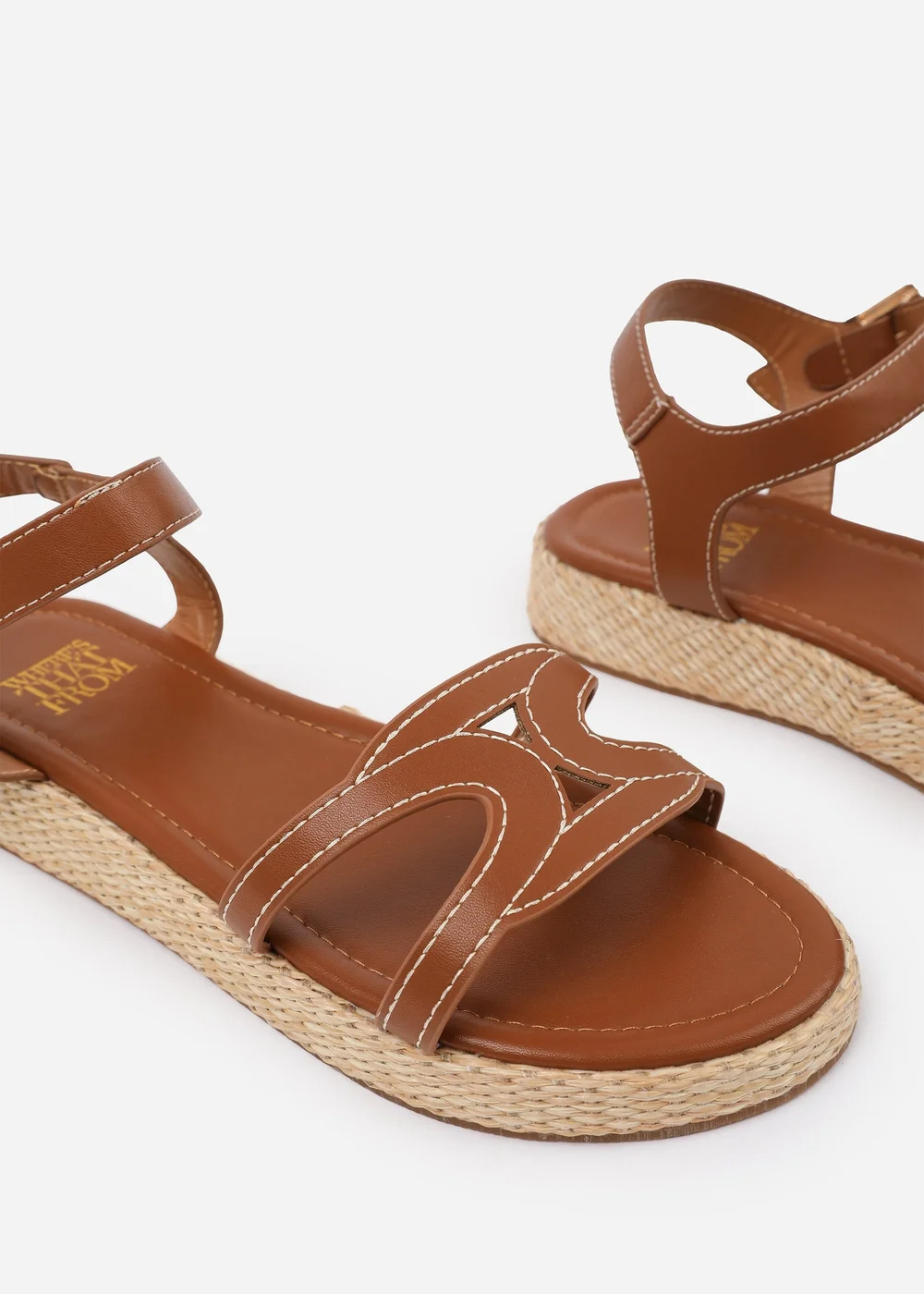 Where's That From Tan PU Sofia Flatform Sandal - 6 Image 4