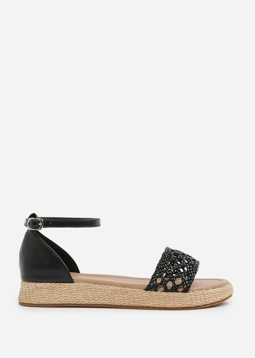 Where's That From Black PU Shia Braided Strap Espadrille Flatform - Size 5 Image 2