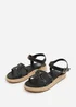 Where's That From Black PU Sofia Wide Fit Flatform Sandal - Size 7 Image 3