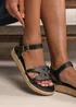 Where's That From Black PU Sofia Wide Fit Flatform Sandal - Size 7 Image 1