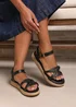 Where's That From Black PU Sofia Wide Fit Flatform Sandal - Size 7 Image 5