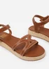 Where's That From Tan PU Sofia Wide Fit Flatform Sandal - Size 4 Image 4