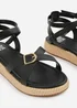 Where's That From Black-PU Alora Wide-Fit Cross-Over Buckle Strap Sandals - Size 5 Image 4