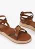 Where's That From Tan-PU Alora Wide-Fit Cross-Over Buckle Strap Sandals - Size 7 Image 4
