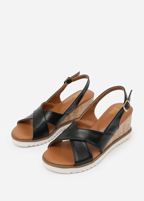 Where's That From Black PU Qween Wedge Shoes - 5 Image 3