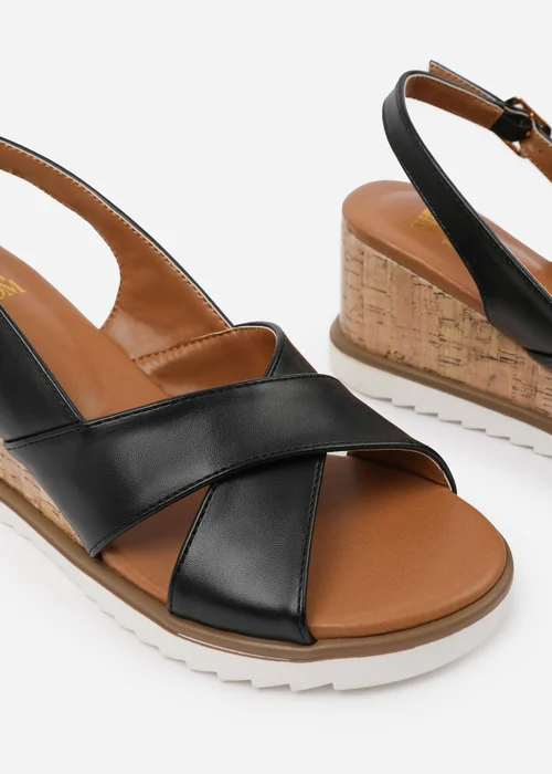 Where's That From Black PU Qween Wedge Shoes - 5 Image 4