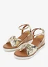 Where's That From Metallic Gold-PU Katara Wide-Fit Knot Detail Wedge Shoes - Size 7 Image 3