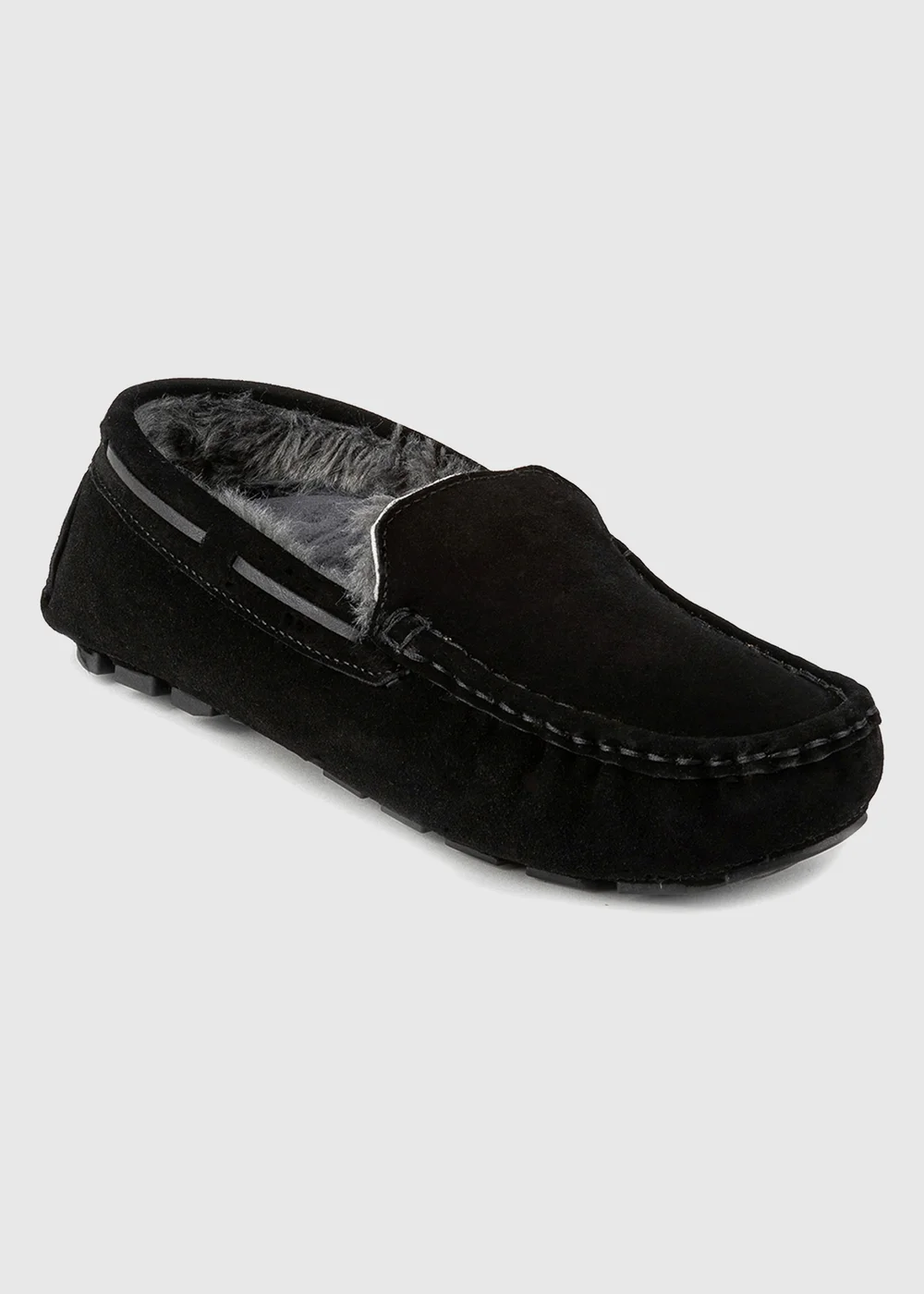 Totes Isotoner Black Real Suede With Closed Stitch Moccasin Slipper - 10 Image 3