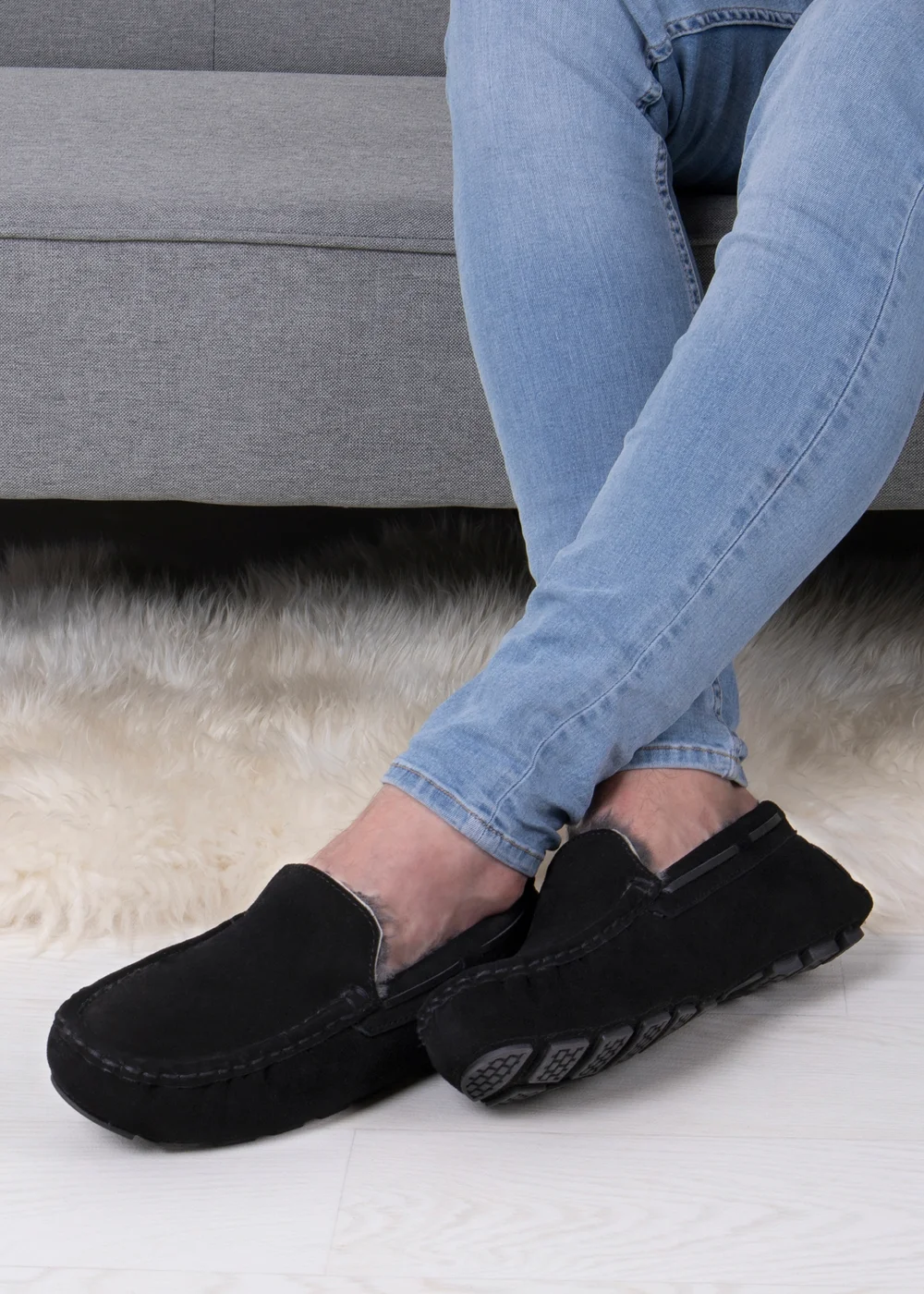 Totes Isotoner Black Real Suede With Closed Stitch Moccasin Slipper - 10 Image 2