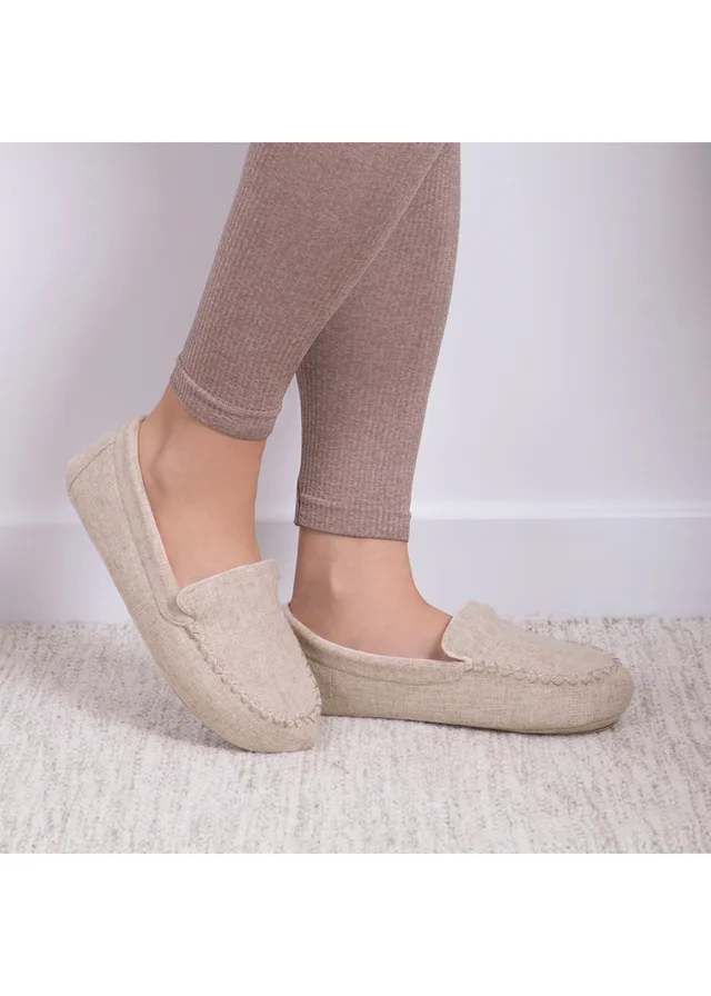 Totes Isotoner Brown Textured Moccasin Slipper