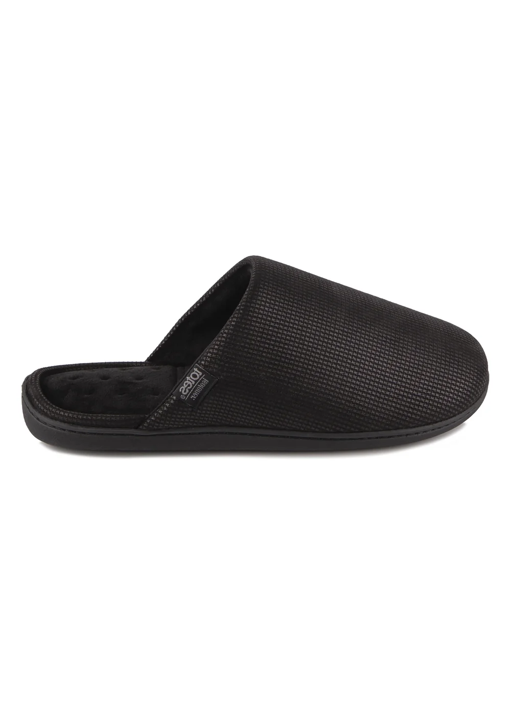 Totes Isotoner Black Square Patterned Smart Mule Slipper - 11 Image 4